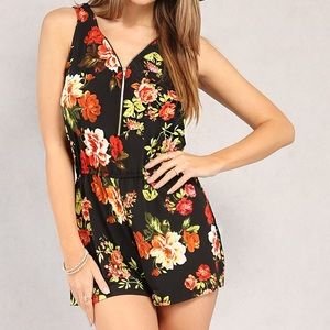 Papaya zip up romper